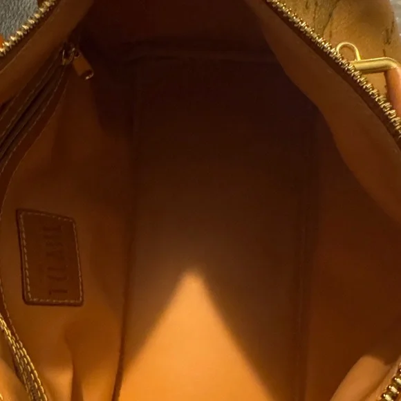 Alviero Martini Vintage Classic Map Design Leather Boston Bag With Luggage Tag - Picture 9 of 11